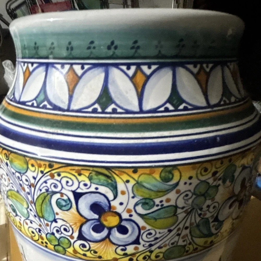 Vintage Italian Hand Painted Deruta Majolica Pharmacy Vase (no lid) 10in Tall